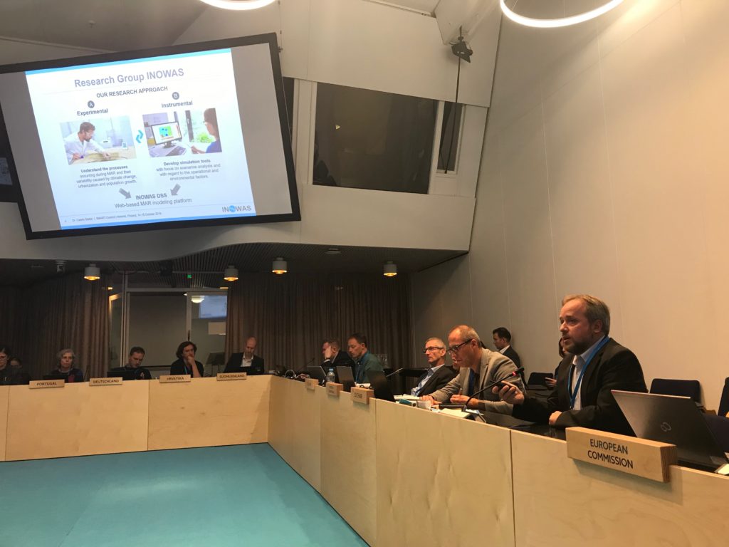 Dr. Catalin Stefan presenting the SMART-Control project and the work of the INOWAS Research Group at the 37th CIS Working Group Groundwater Meeting in Helsinki, Finland